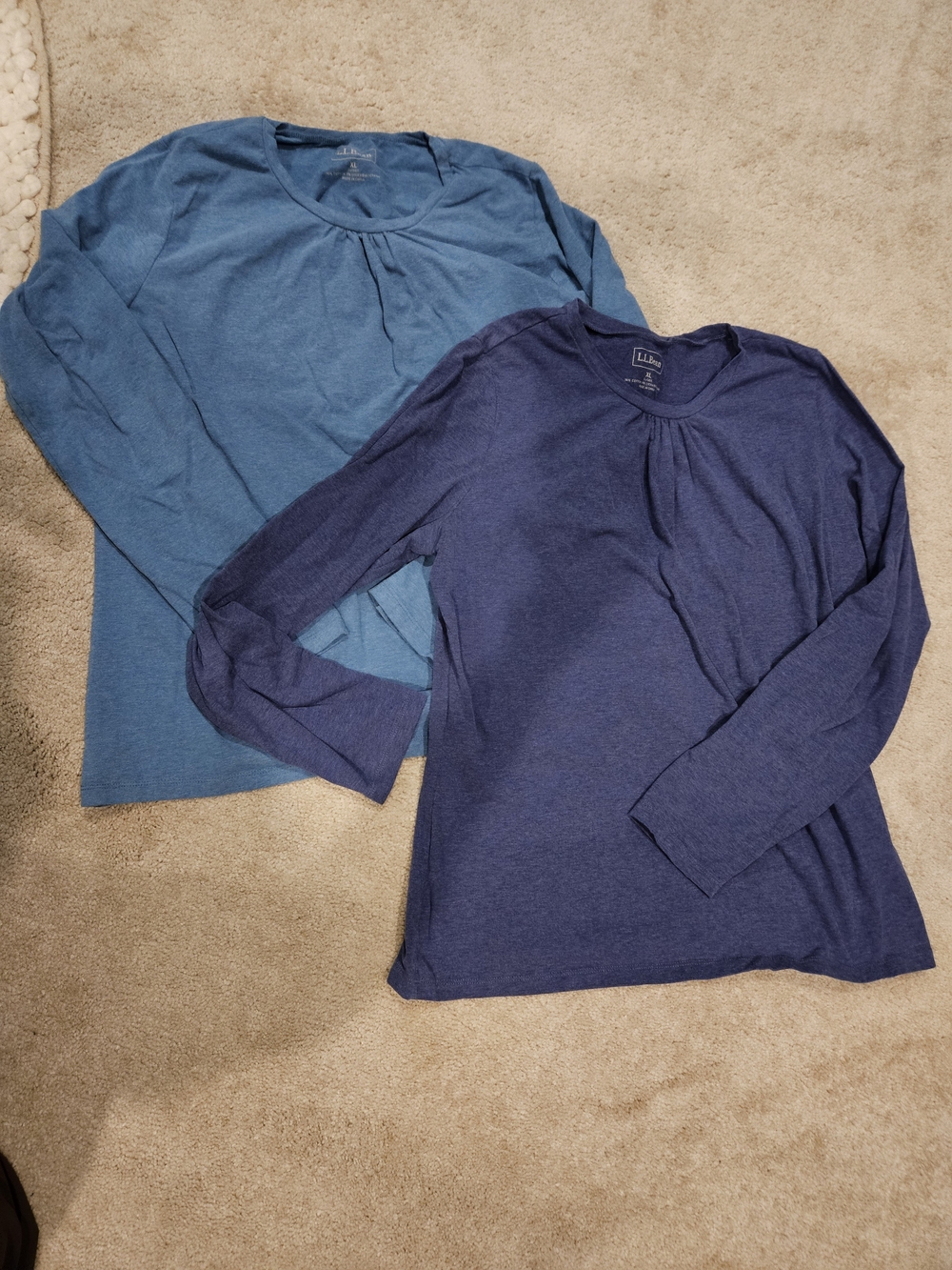2 L.L. Bean Women’s Crewneck Sweaters - Navy & Lighter Blue